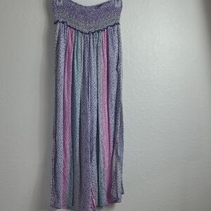 Anthropologie Pink and Blue Patterned Wide Leg Pants Dize Small